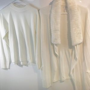 Woman's Mock Turtleneck and Fur Collar Sweater